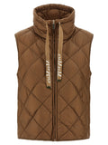 Brown Polyamide Sleeveless Jacket