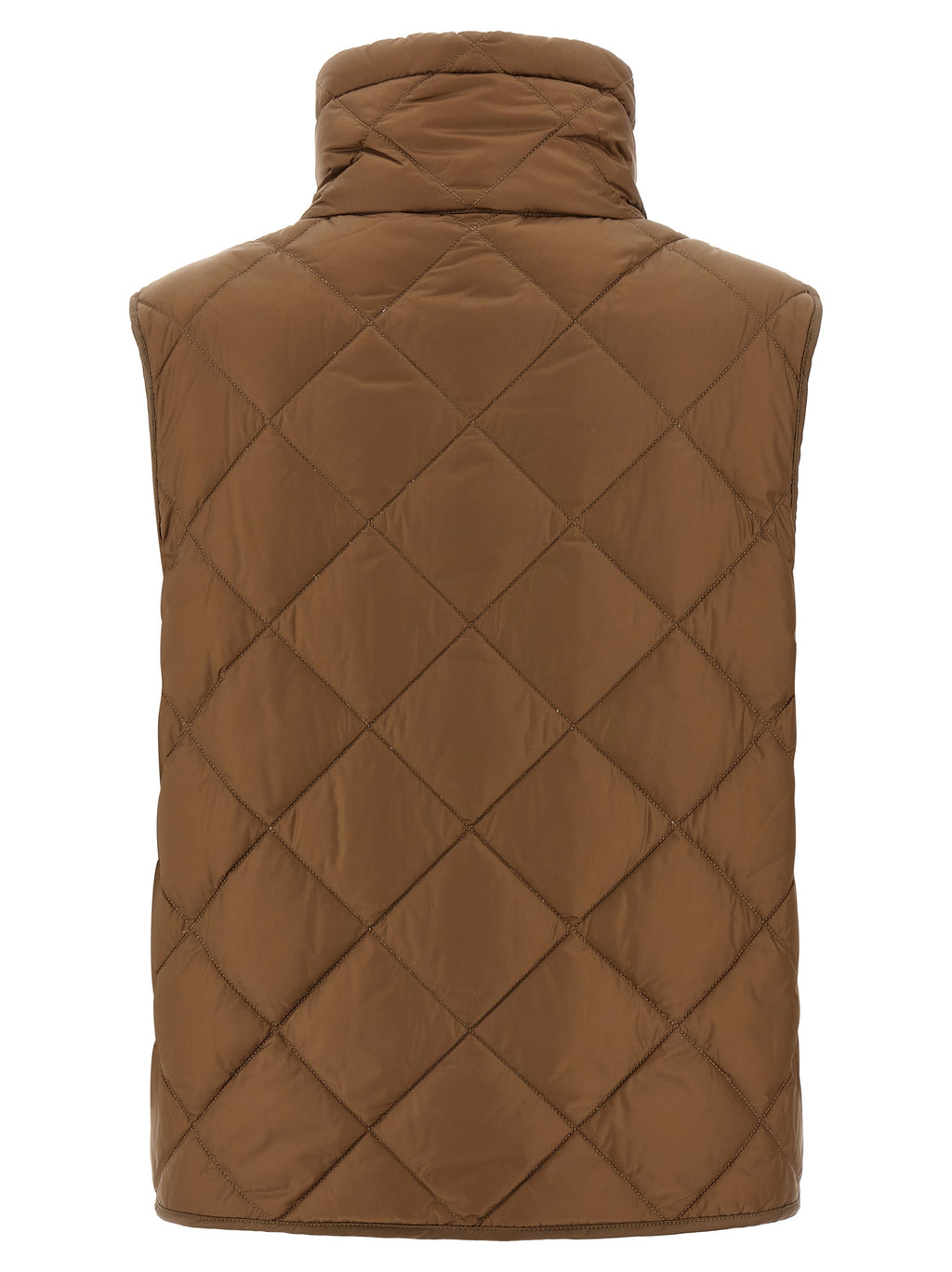 Brown Polyamide Sleeveless Jacket