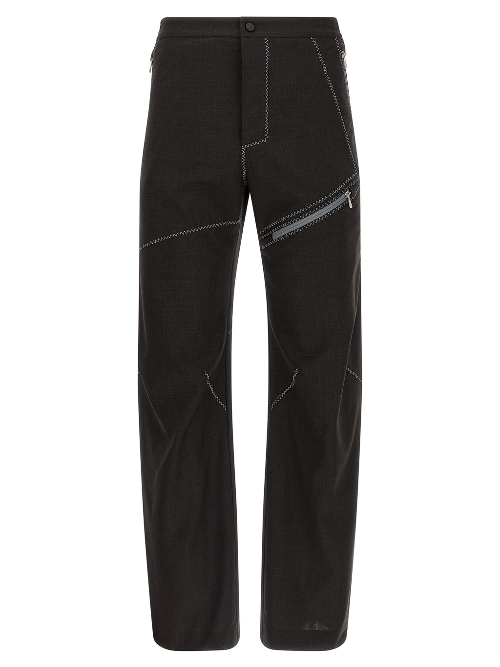 Brown Virgin Wool Casual Pants