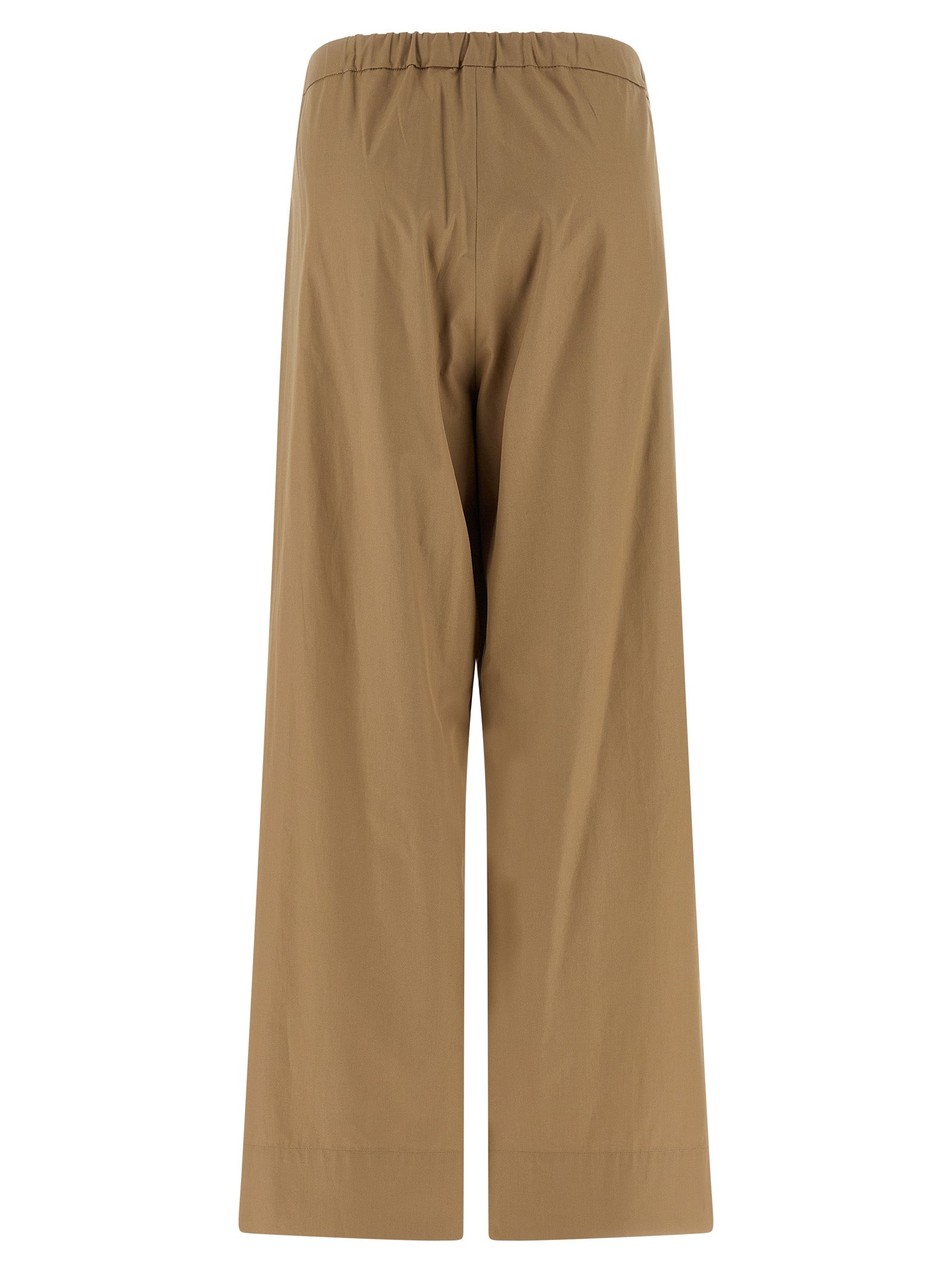 Beige Cotton Casual Pants