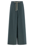 Blue Cotton Flared Pants