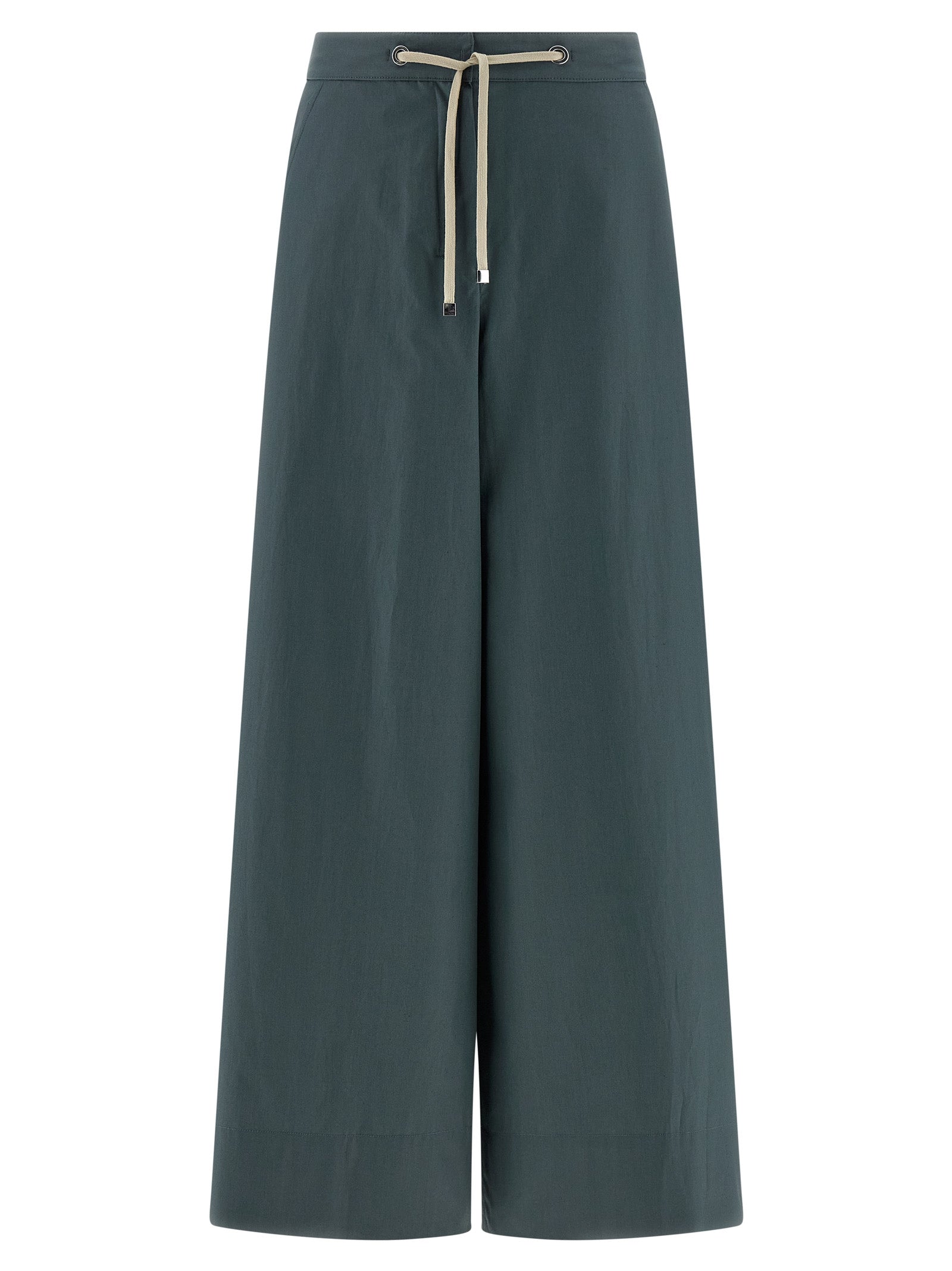 Blue Cotton Flared Pants