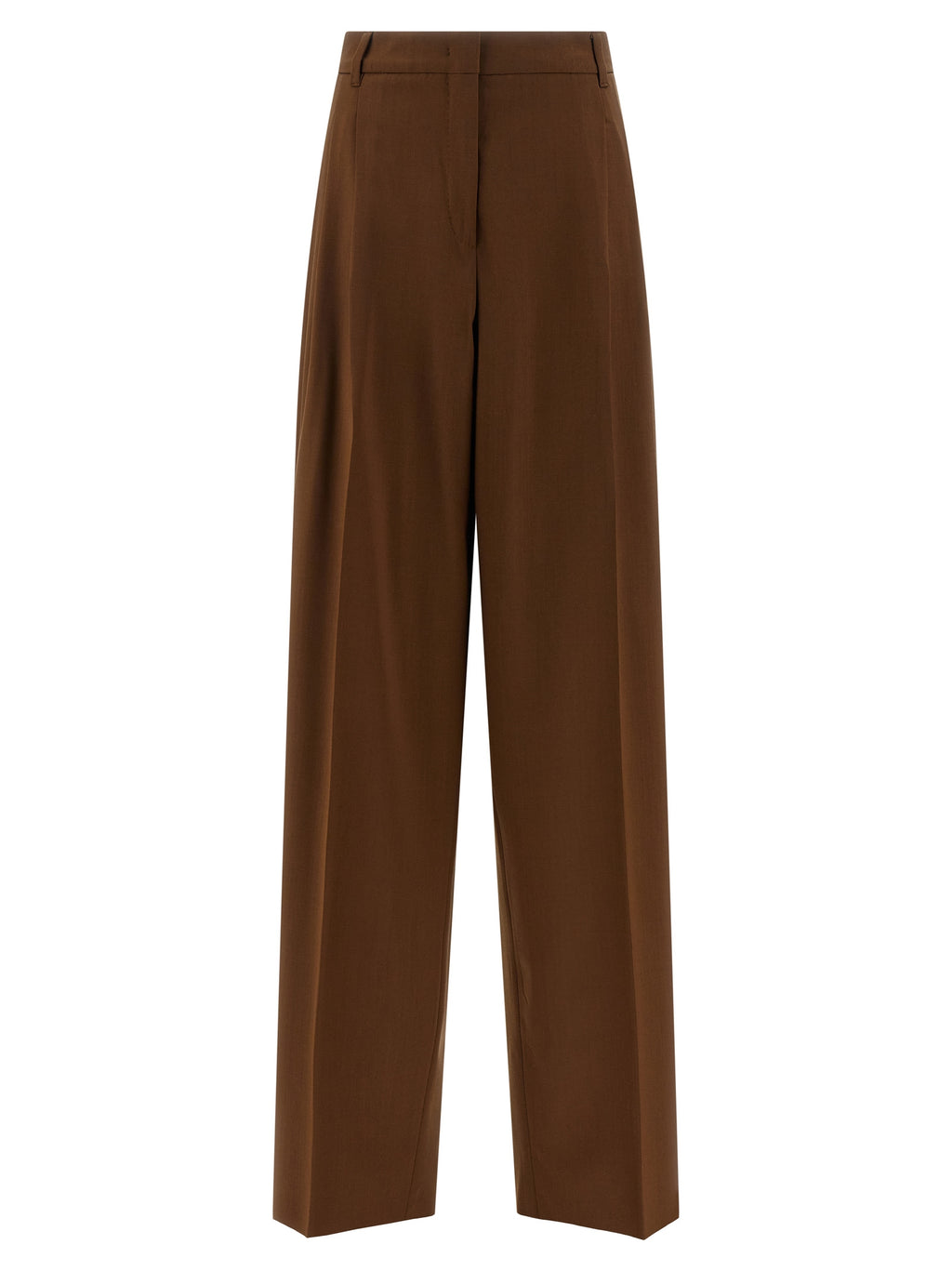 Brown Virgin Wool Casual Pants