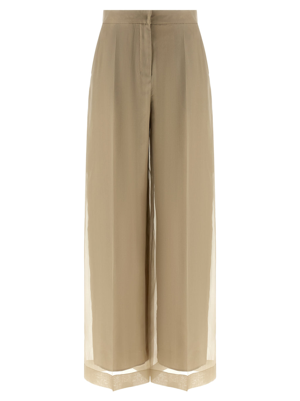Beige Silk Casual Pants