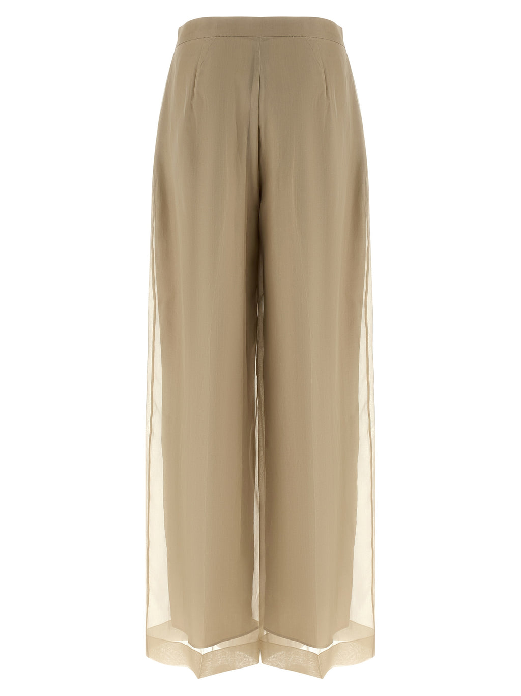 Beige Silk Casual Pants