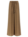 Brown Silk Casual Pants