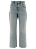 Blue Cotton Straight-Leg Jeans