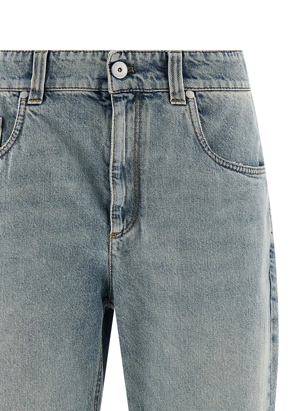 Blue Cotton Straight-Leg Jeans