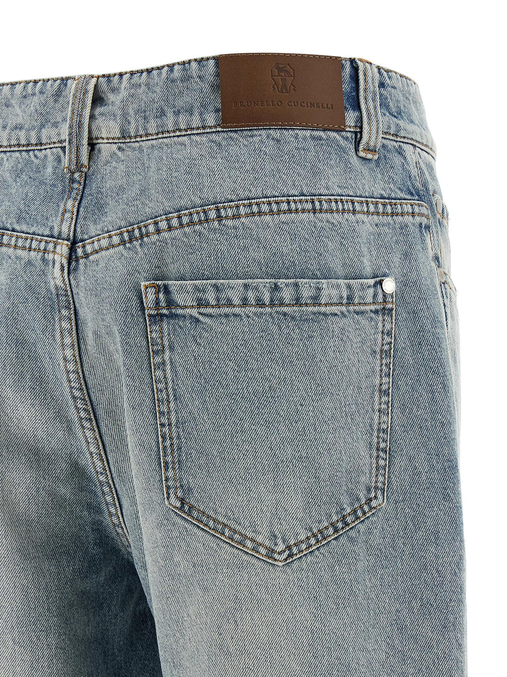 Blue Cotton Straight-Leg Jeans