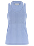 Blue Cotton Sleeveles T-Shirt