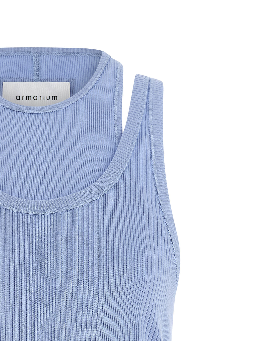 Blue Cotton Sleeveles T-Shirt
