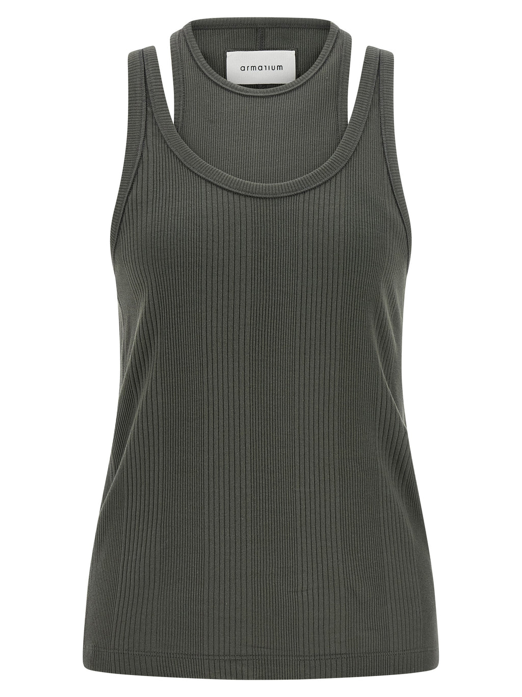 Gray Cotton Sleeveles T-Shirt