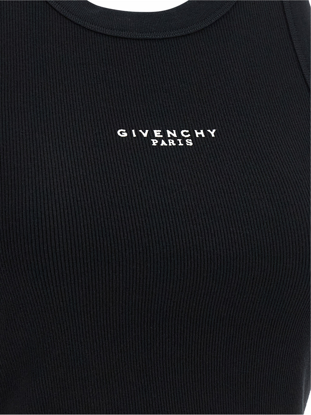Black Cotton Sleeveles T-Shirt