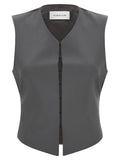 Gray Virgin Wool Sleeveless Jacket