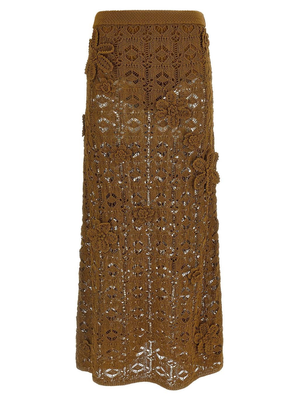 Brown Cotton Midi Skirt
