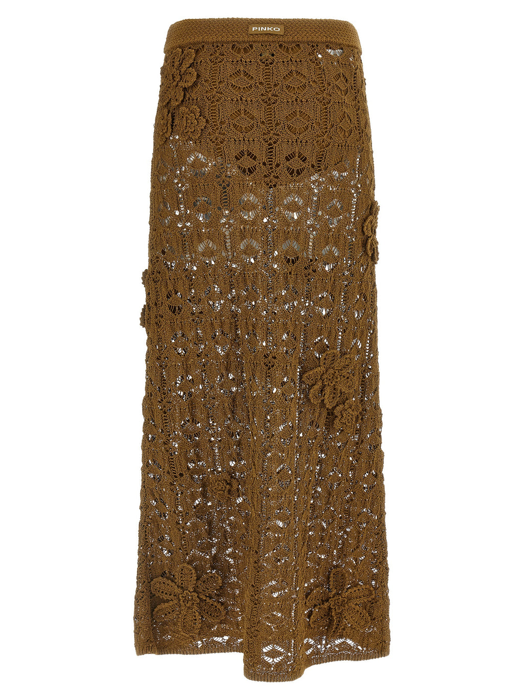 Brown Cotton Midi Skirt
