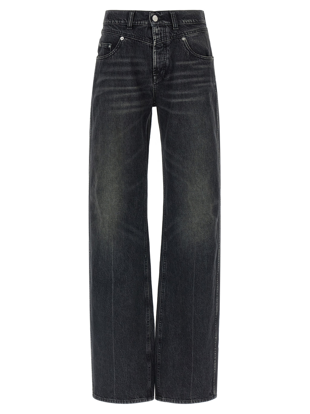 Black Cotton Straight-Leg Jeans