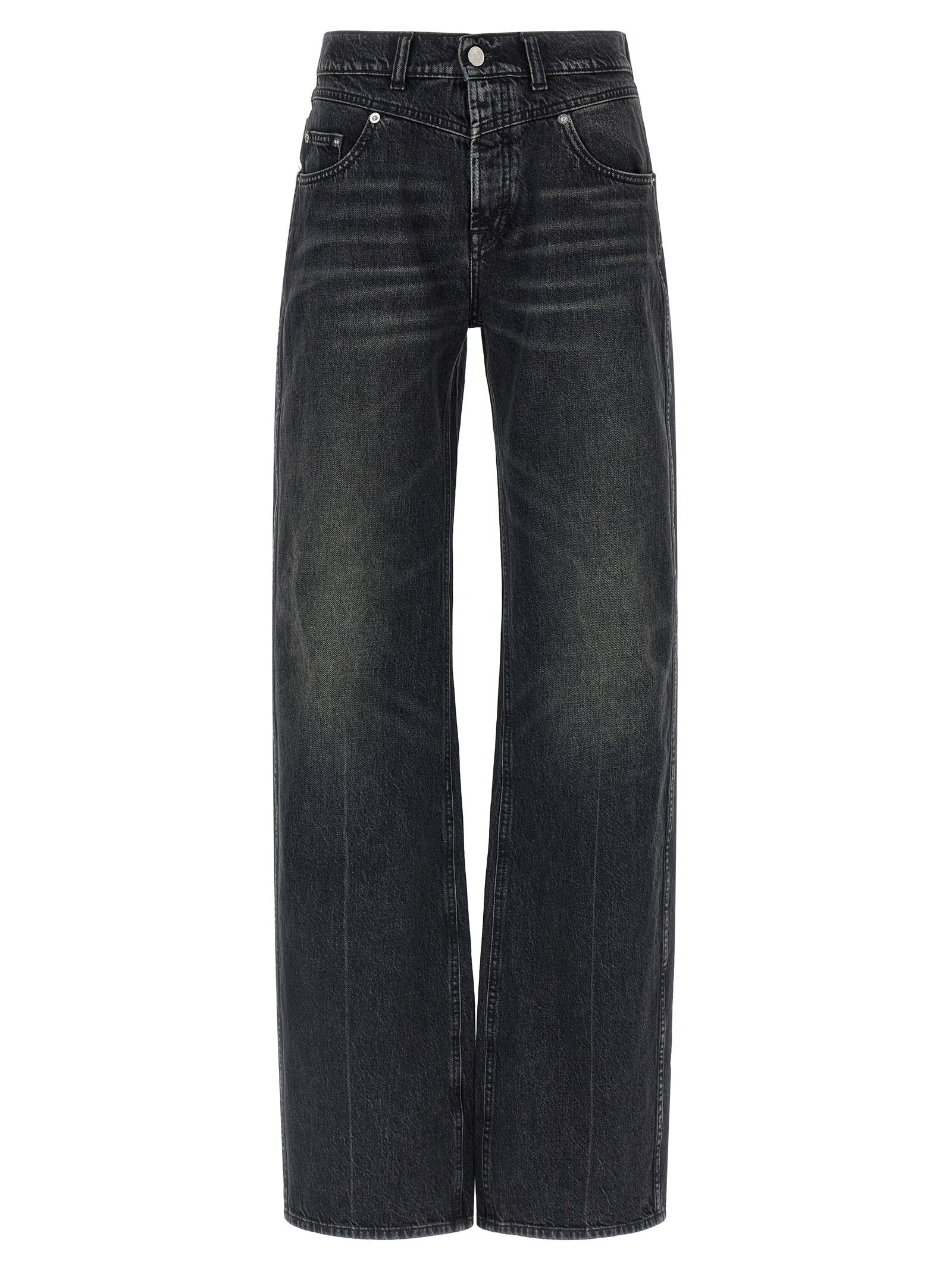Black Cotton Straight-Leg Jeans