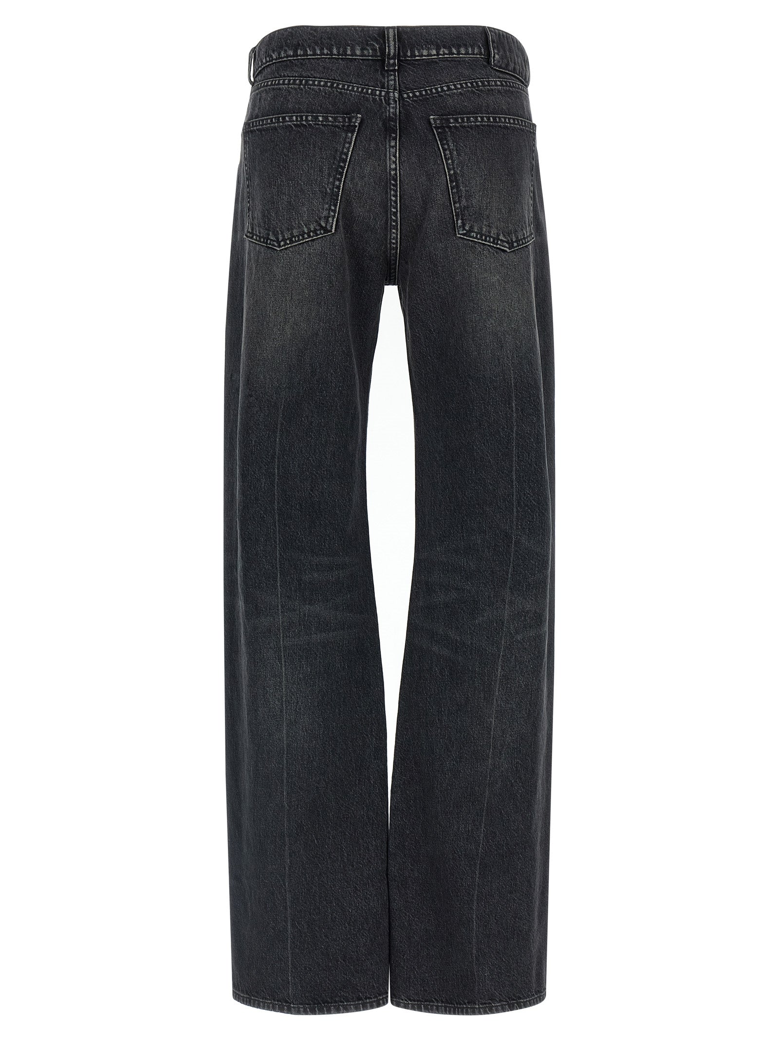 Black Cotton Straight-Leg Jeans