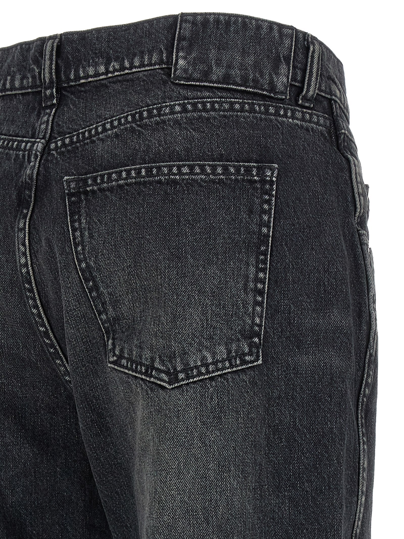 Black Cotton Straight-Leg Jeans