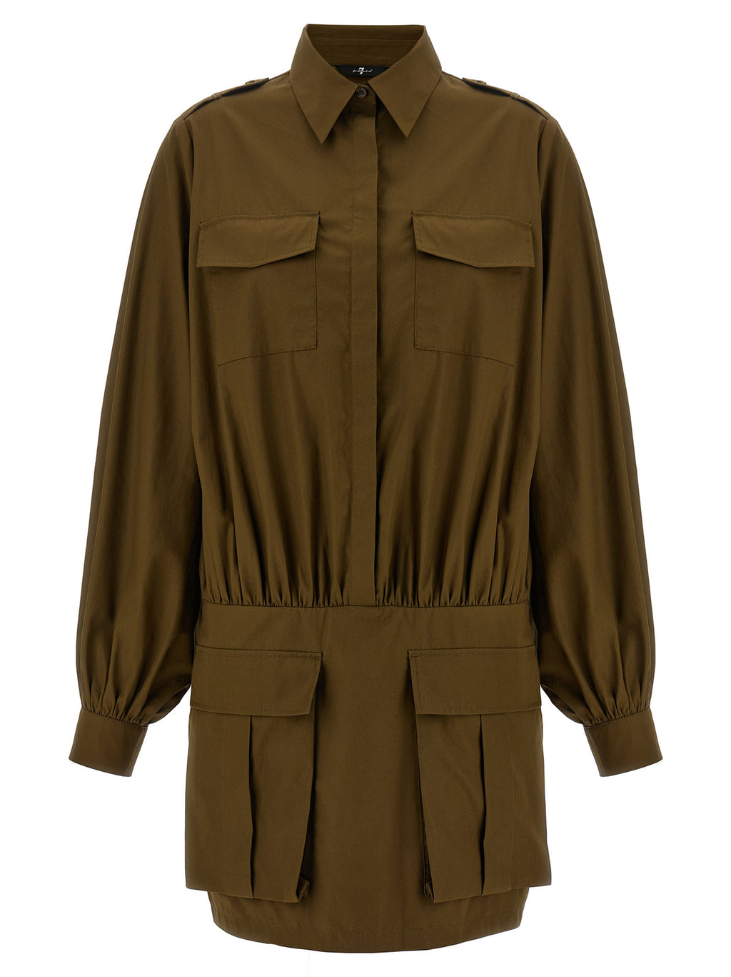 Brown Cotton Short Dress