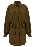 Brown Cotton Short Dress