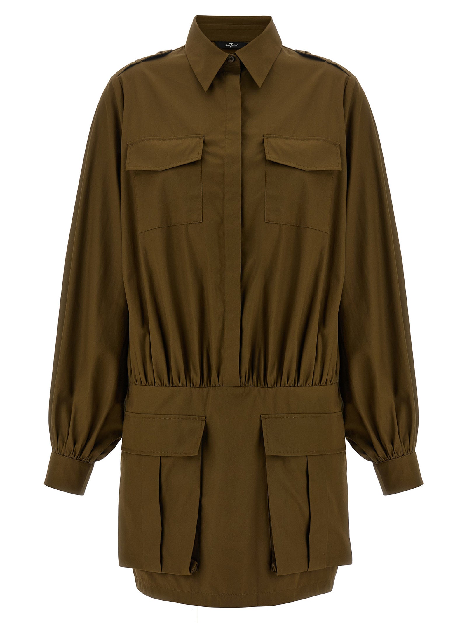 Brown Cotton Short Dress