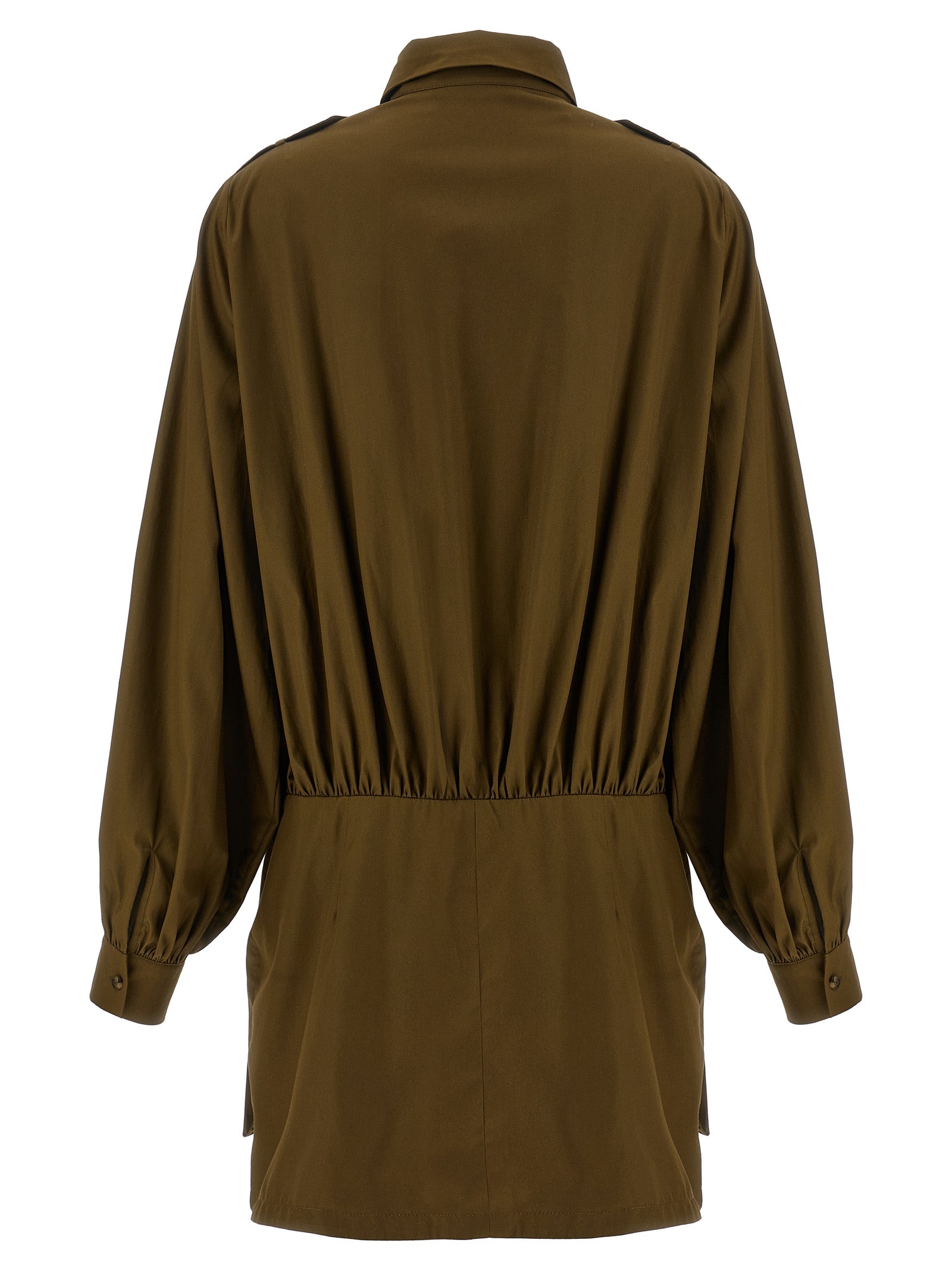 Brown Cotton Short Dress