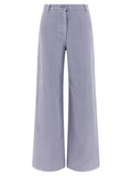 Purple Cotton Casual Pants