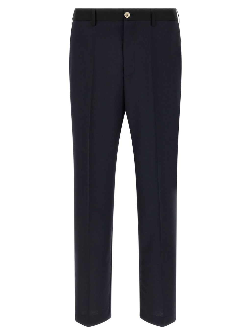 Blue Virgin Wool Casual Pants