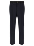 Blue Virgin Wool Casual Pants