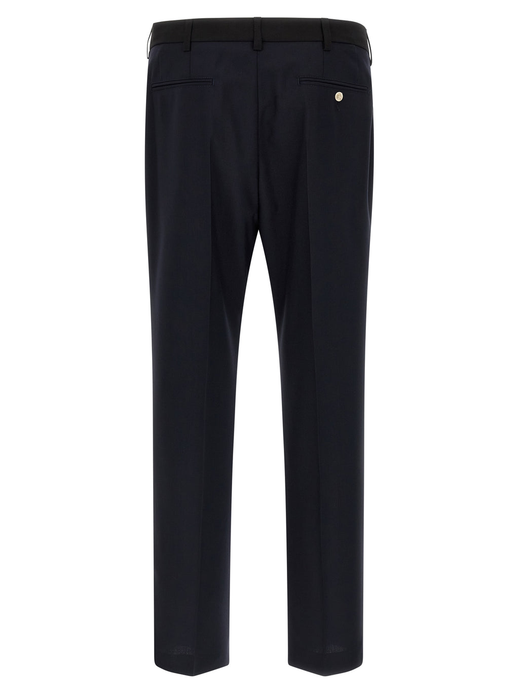 Blue Virgin Wool Casual Pants