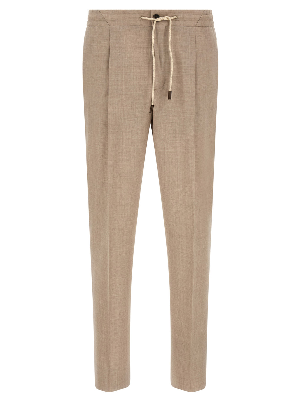 Beige Virgin Wool Casual Pants
