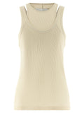 White Cotton Sleeveles T-Shirt