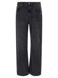 Black Cotton Straight-Leg Jeans