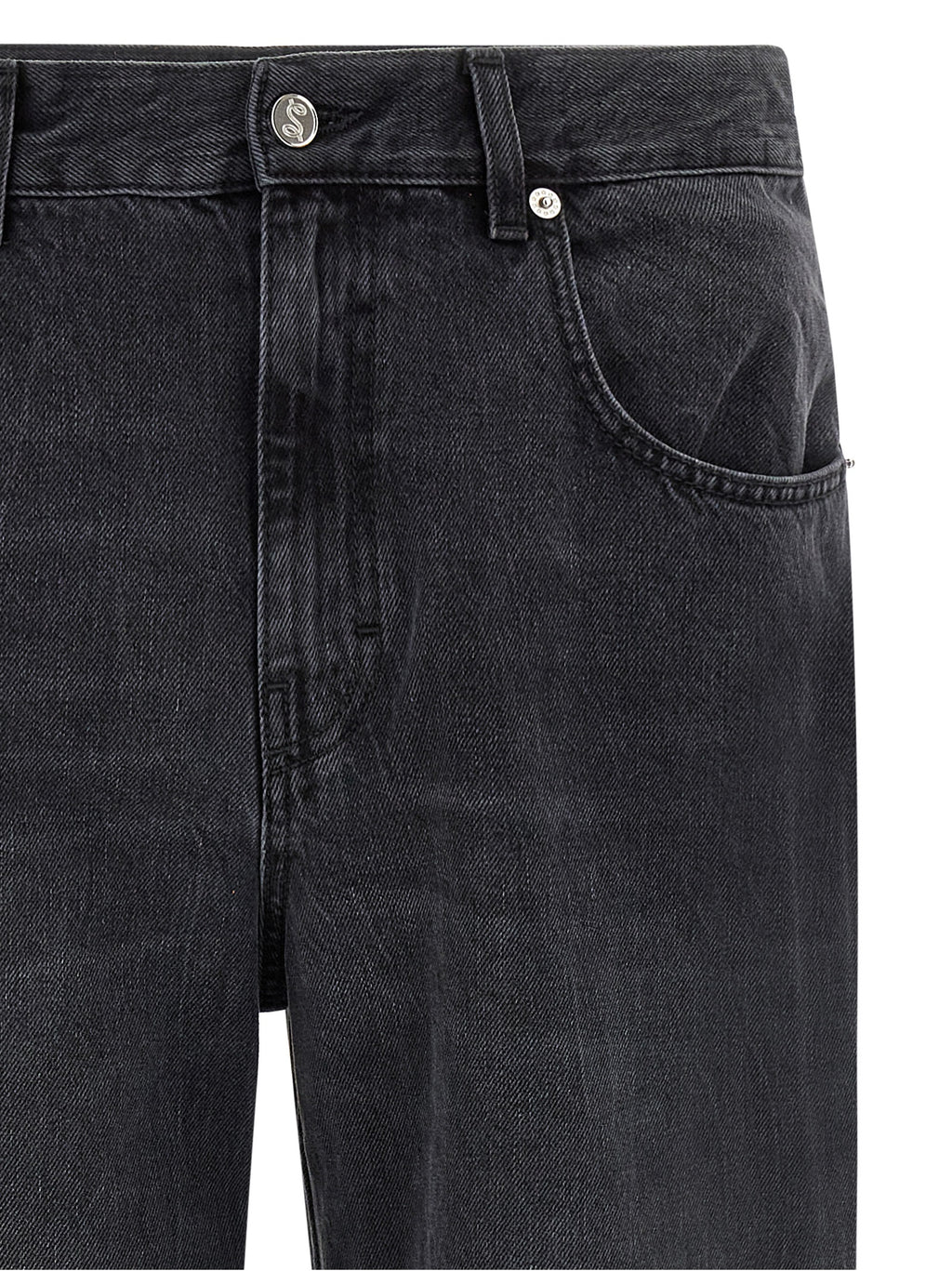 Black Cotton Straight-Leg Jeans