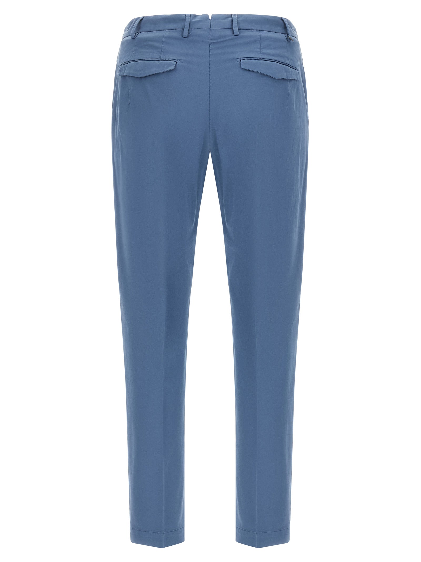 Blue Cotton Casual Pants