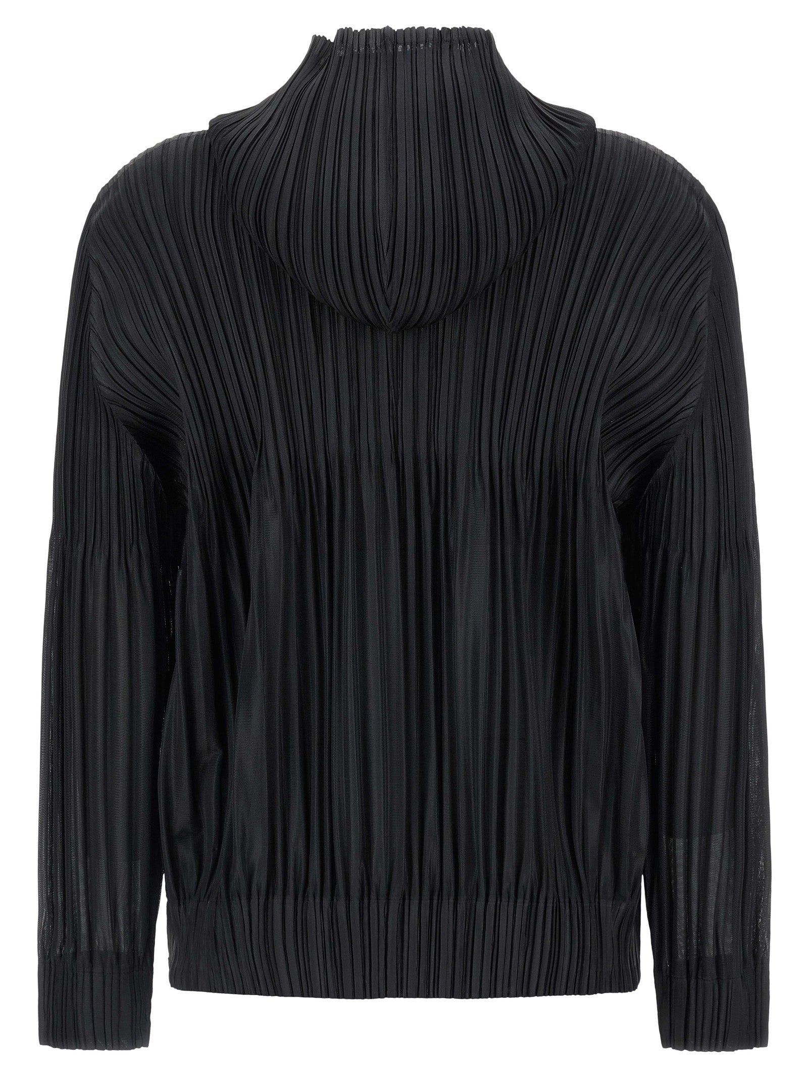 PLEATS PLEASE ISSEY MIYAKE Black Polyester Cardigan
