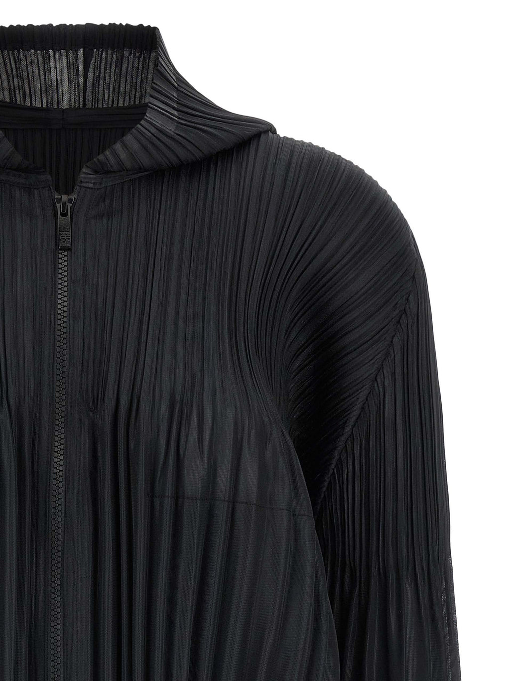 PLEATS PLEASE ISSEY MIYAKE Black Polyester Cardigan