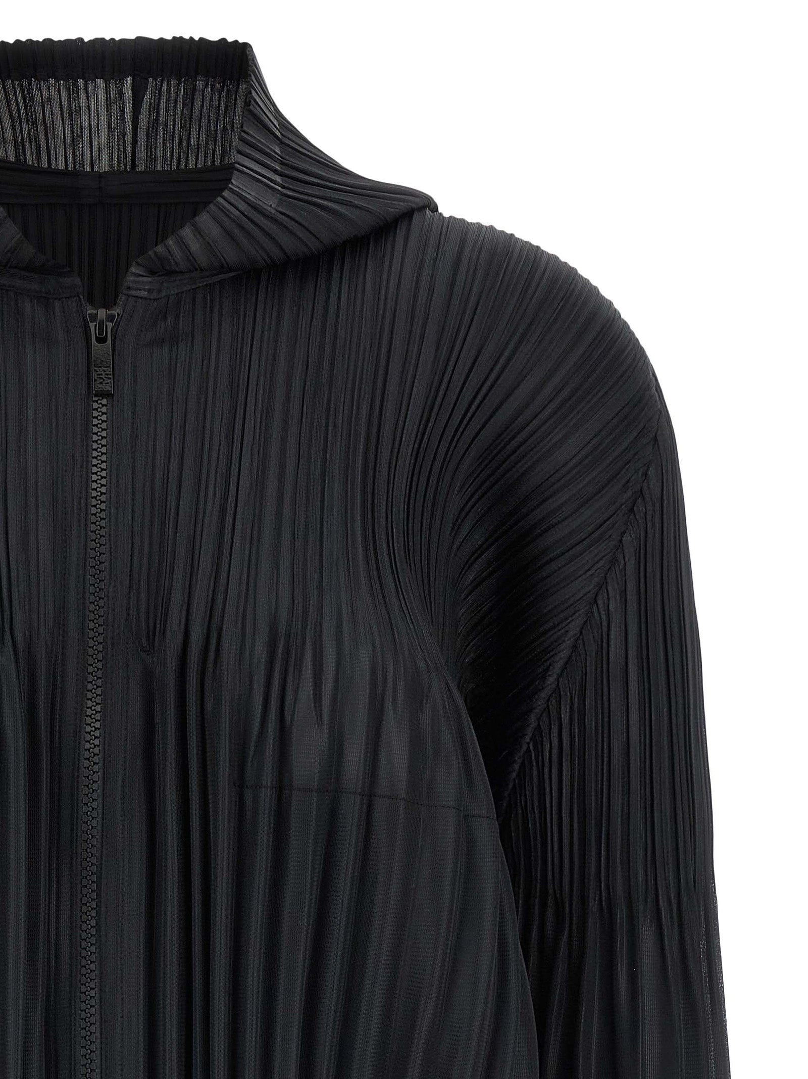 PLEATS PLEASE ISSEY MIYAKE Black Polyester Cardigan