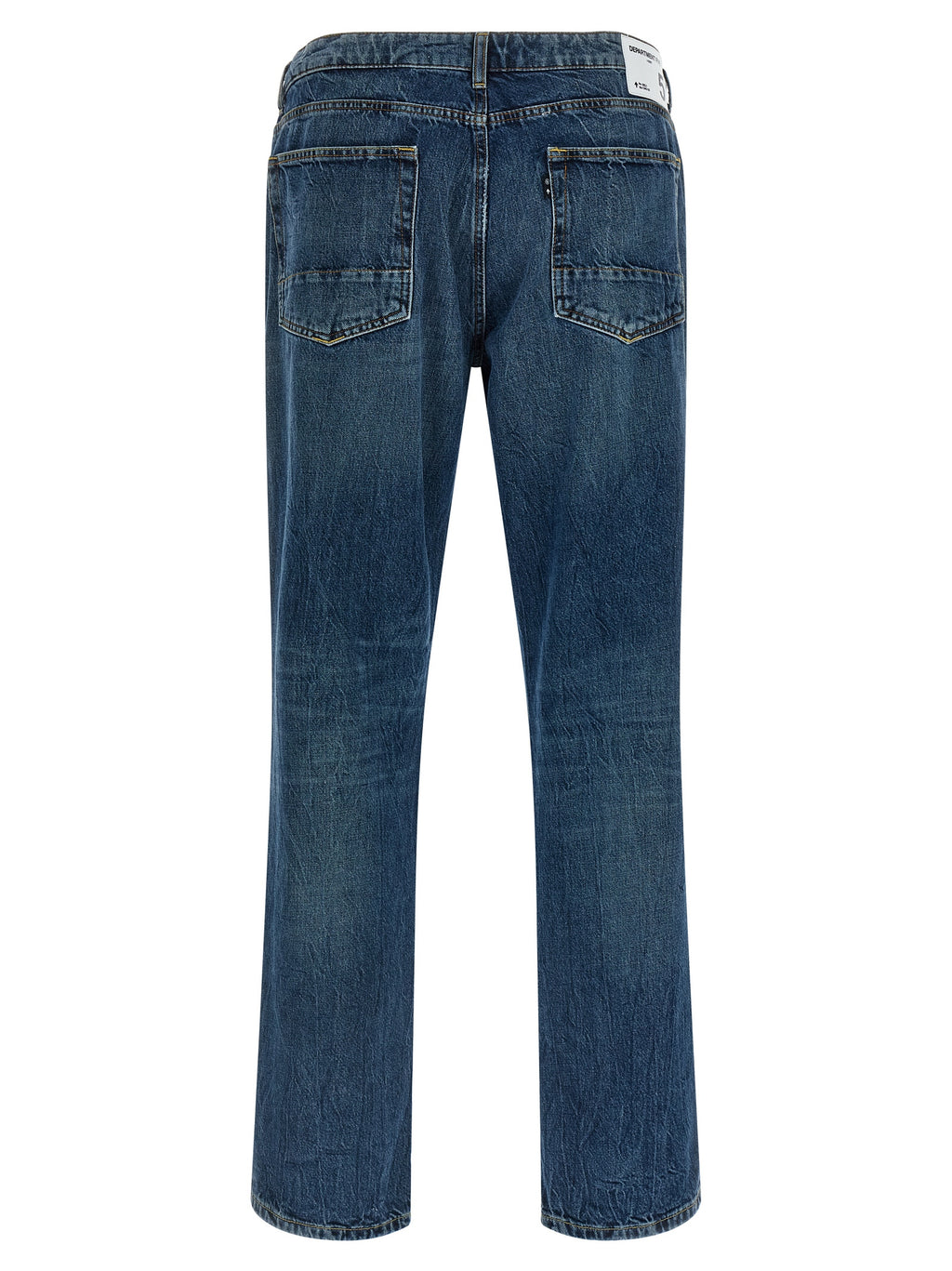 Blue Cotton Straight-Leg Jeans