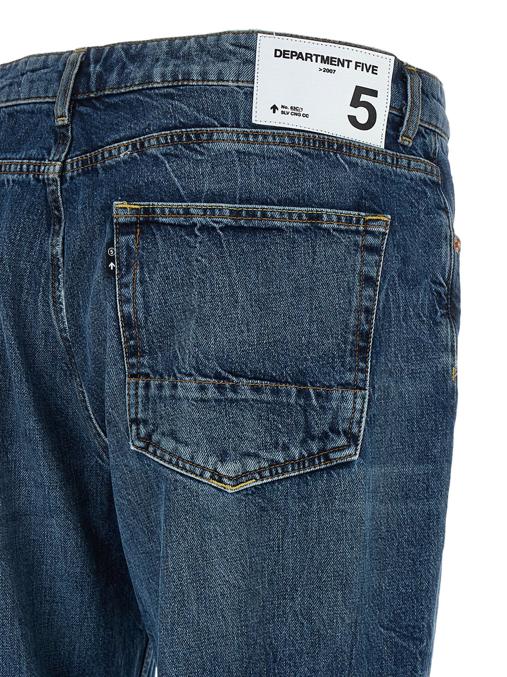 Blue Cotton Straight-Leg Jeans