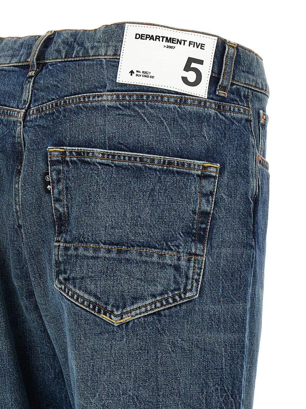 Blue Cotton Straight-Leg Jeans
