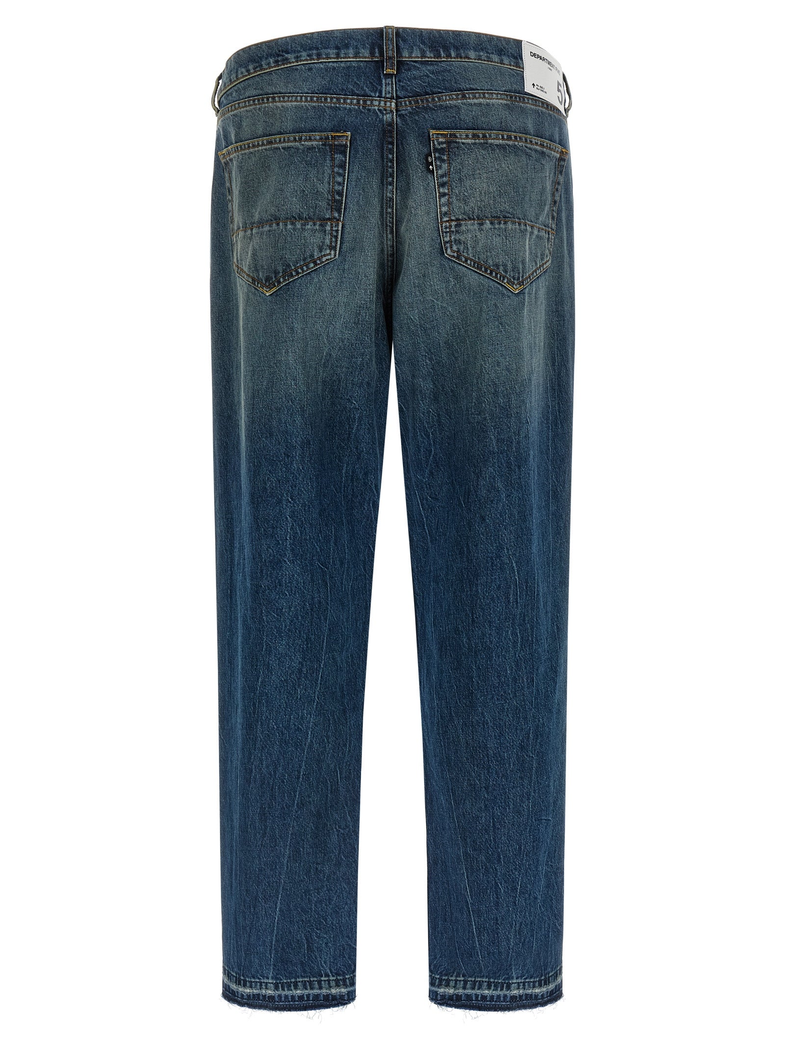 Blue Cotton Straight-Leg Jeans