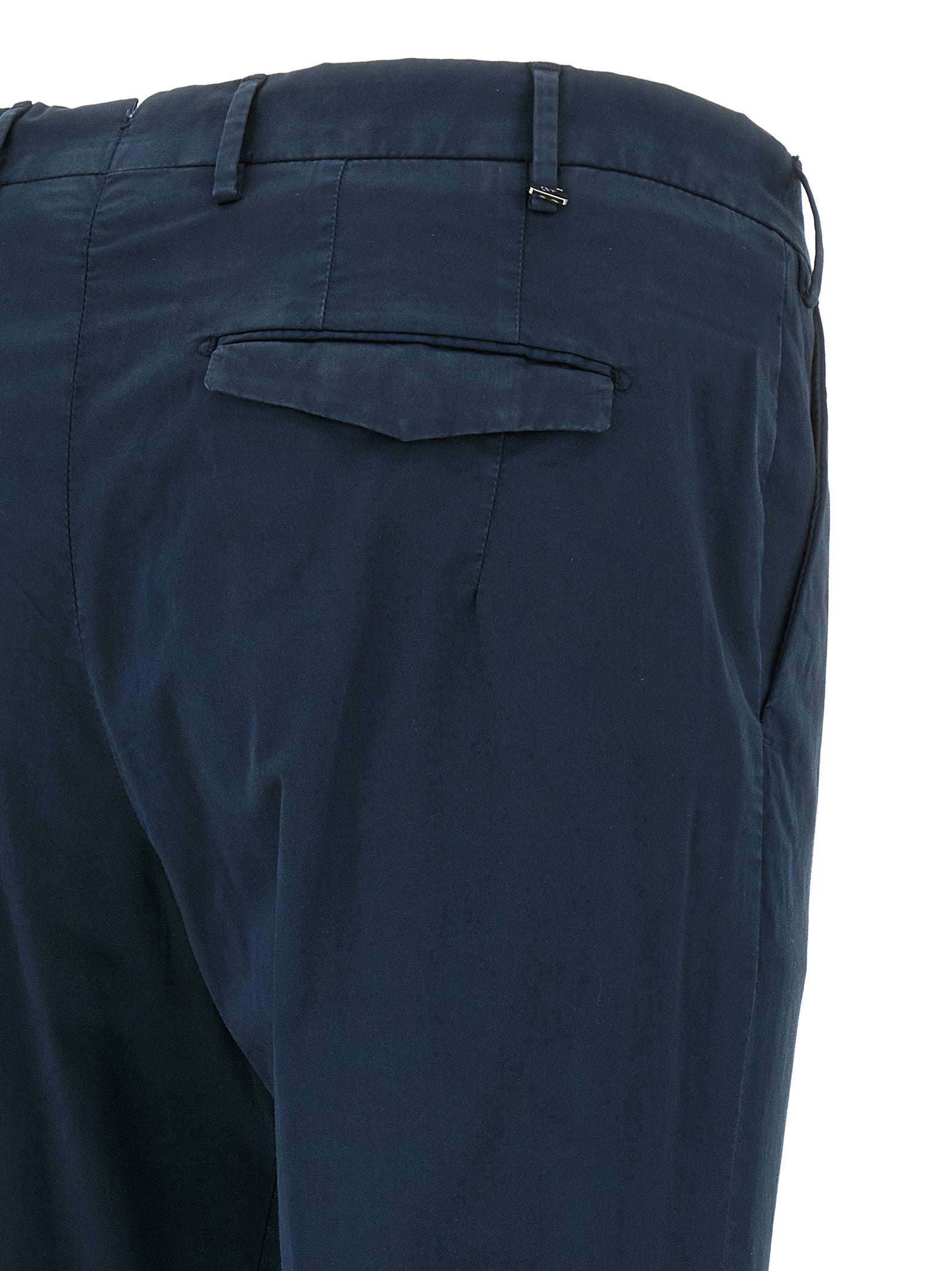 Blue Cotton Casual Pants