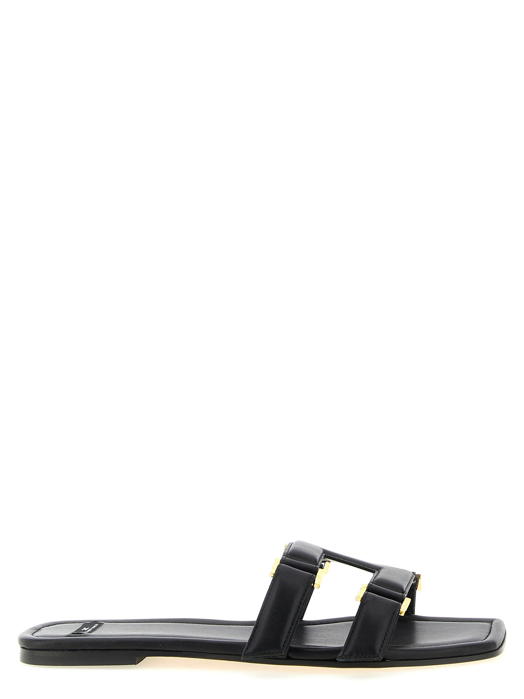Black Lambskin Slides