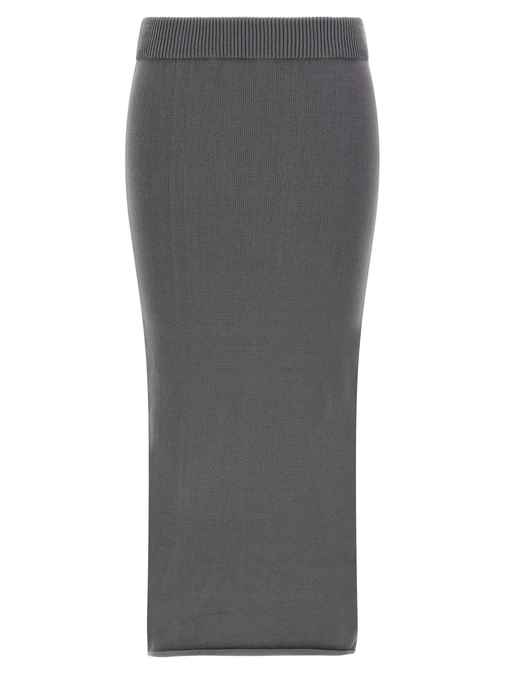 Gray Cotton Midi Skirt
