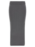 Gray Cotton Midi Skirt