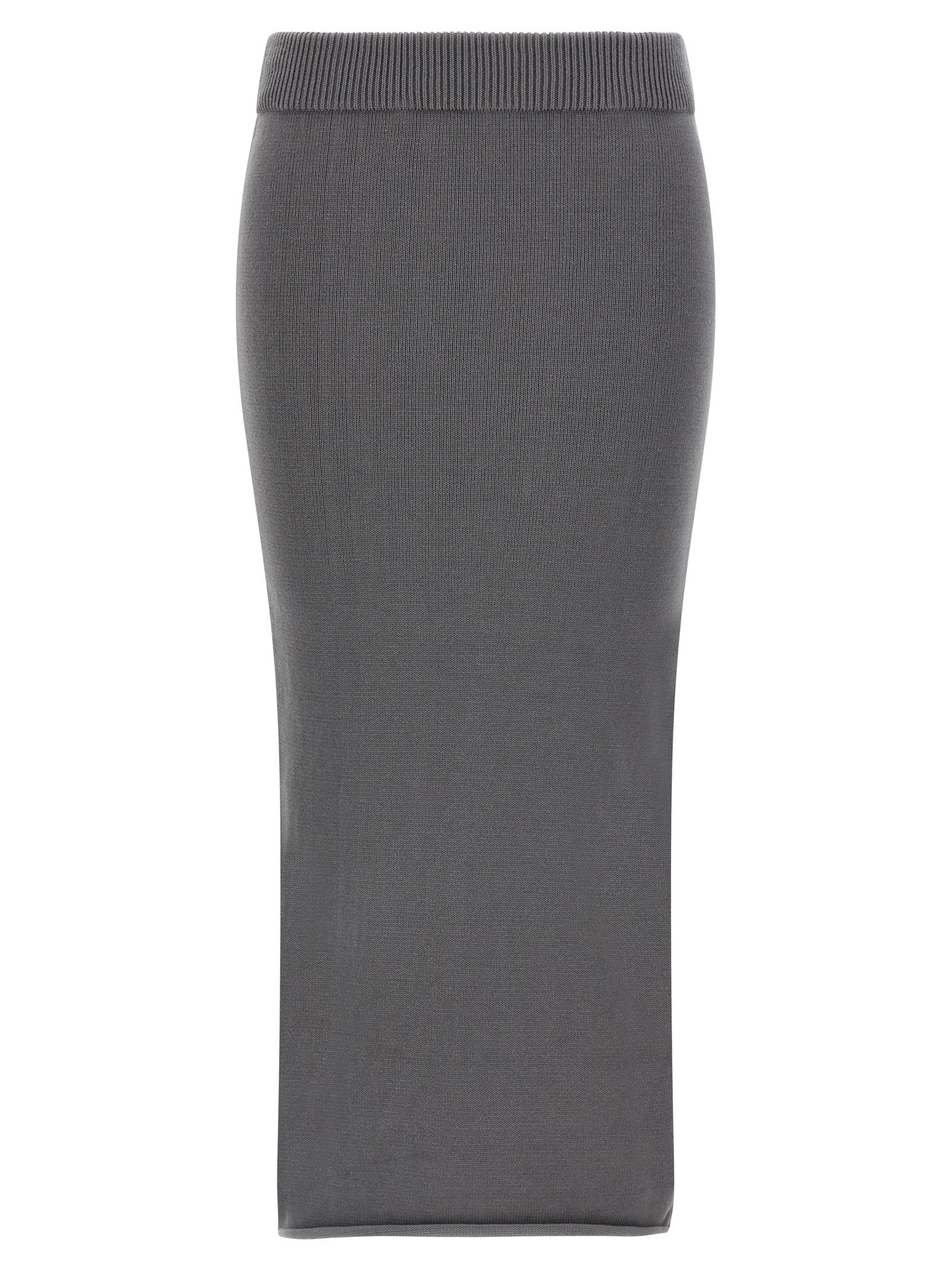 Gray Cotton Midi Skirt