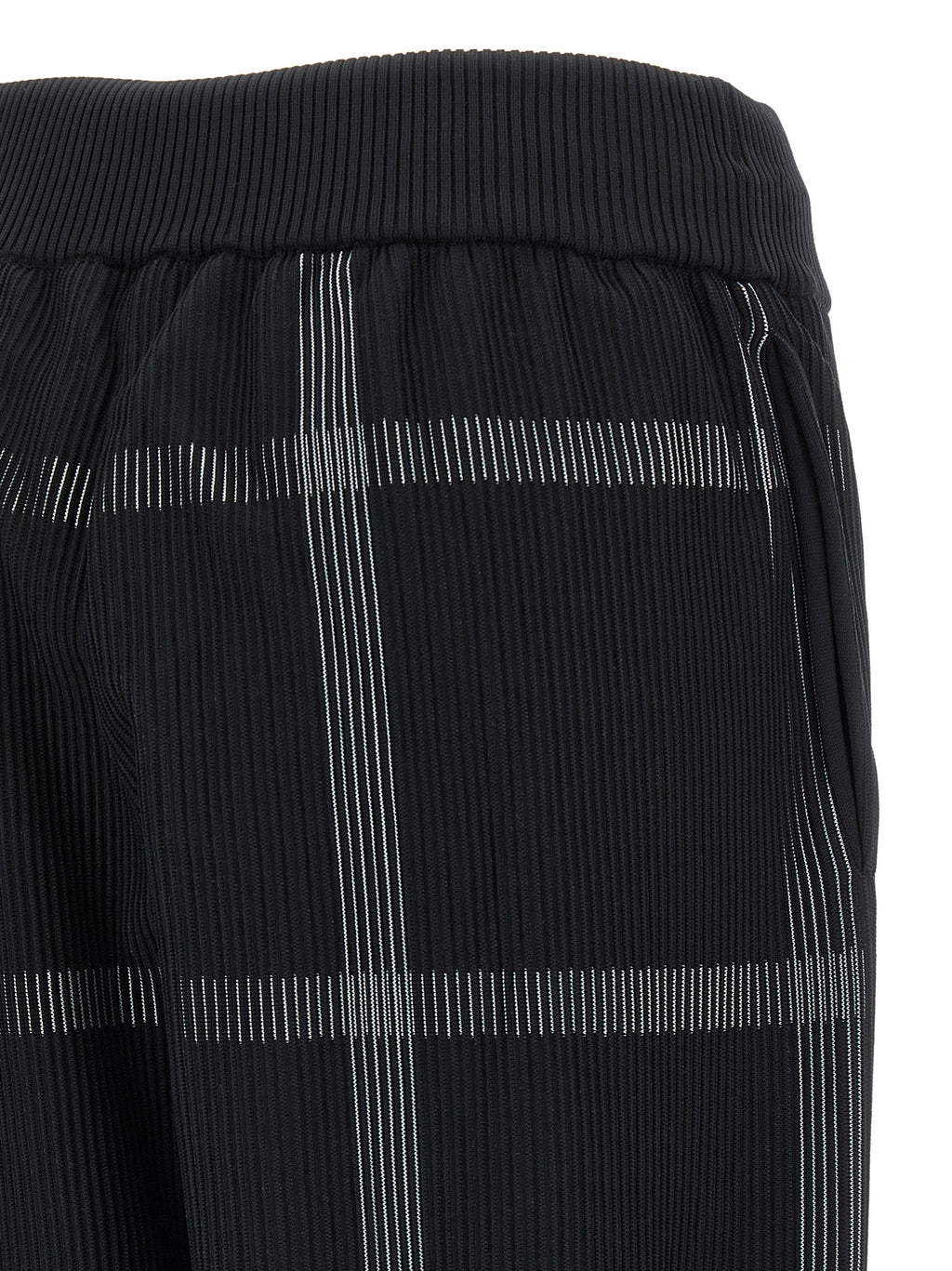 Black Polyester Casual Pants
